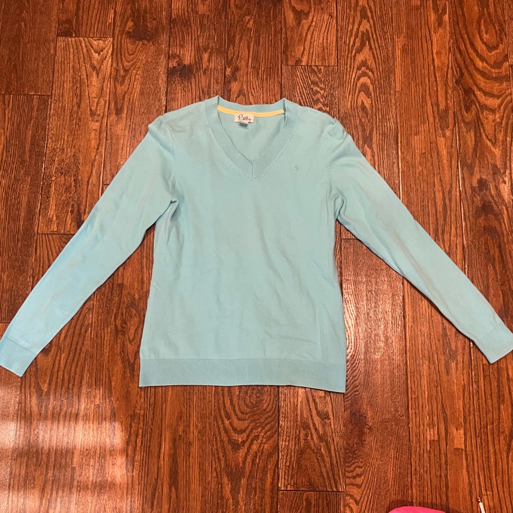 Lilly Pulitzer Light Aqua Blue V-Neck Sweater